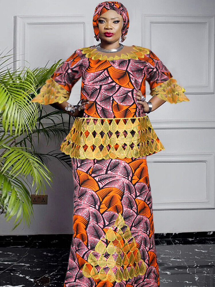 3XL 4XL Women Plus Size Clothing African Dashiki Print Wax Dress Wedding Party