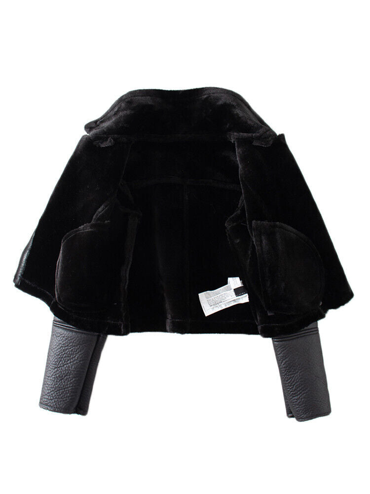 Streetwear Women Thick Warm Faux Leather Fur Short Jacket Autumn Winter Female