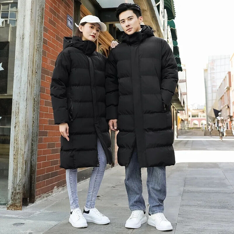 2024 Fashion Korean Parkas Men's Long Jacket Warm Thickened Cotton Hooded Parka