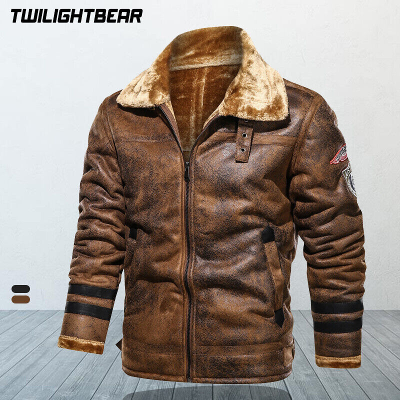 Winter Men's Jacket Fur Leather Suede Coat Male Retro Thicken Leather Motorcycl