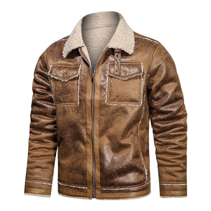 Winter Men's Leather Jacket Oversized Outerwear High Quality Retro Casual Coats