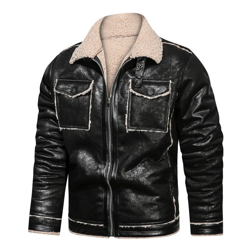 Winter Men's Leather Jacket Oversized Outerwear High Quality Retro Casual Coats