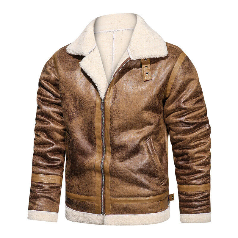 Winter Men's Leather Jacket Oversized Outerwear High Quality Retro Casual Coats