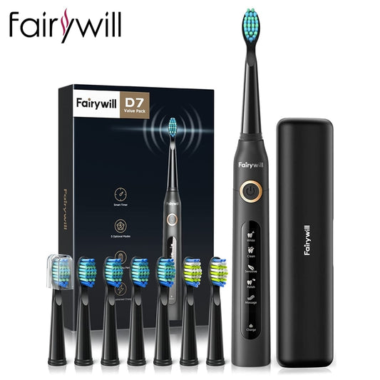 Fairywill Electric Sonic Toothbrush FW-507 USB Charge Rechargeable Adult Waterp