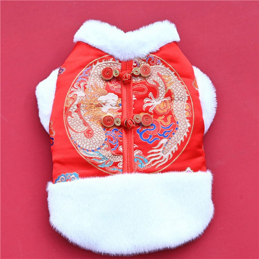 Dog Costume Chinese New Year Pet Clothes Outfit Tang Suit Cat Chihuahua