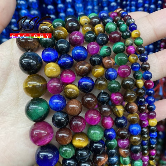 5A Quality Natural Stone Blue Tiger Eye Beads Round Loose Beads 6 8 10 12mm