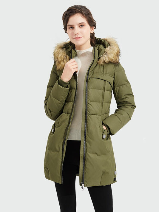 Orolay Women's Down Jacket with Faux Fur Trim Hood