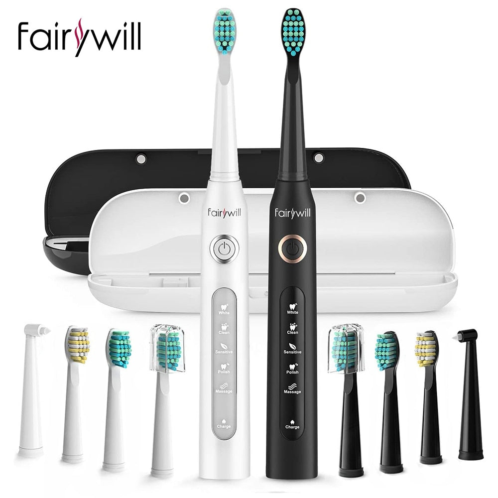 Fairywill Electric Sonic Toothbrush FW-507 USB Charge Rechargeable Adult Waterp