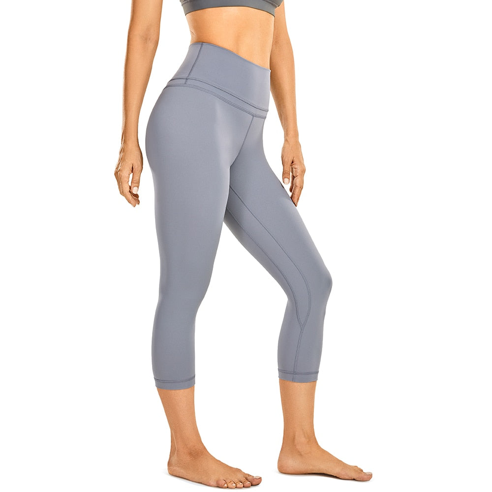 SYROKAN Women's High Waist Crop Capri Leggings Workout Pants Naked Feeling -19 I