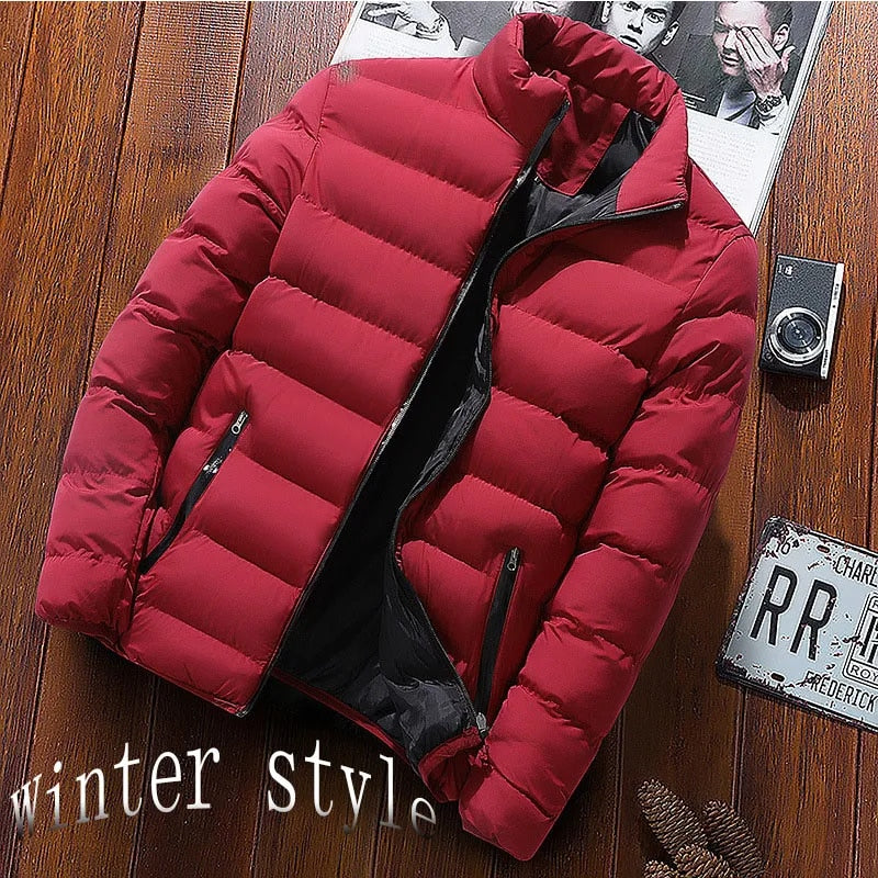 Winter New Thick Men Warm Parka Jackets Casual Men's Outwear Coats Solid Stand