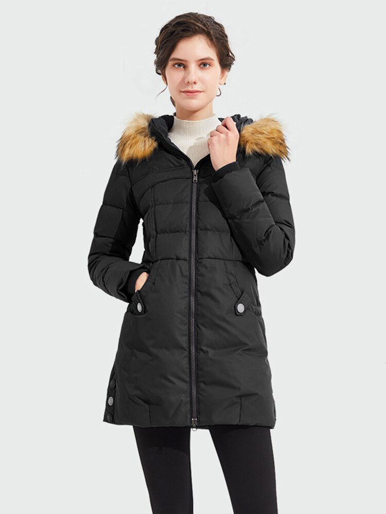 Orolay Women's Down Jacket with Faux Fur Trim Hood