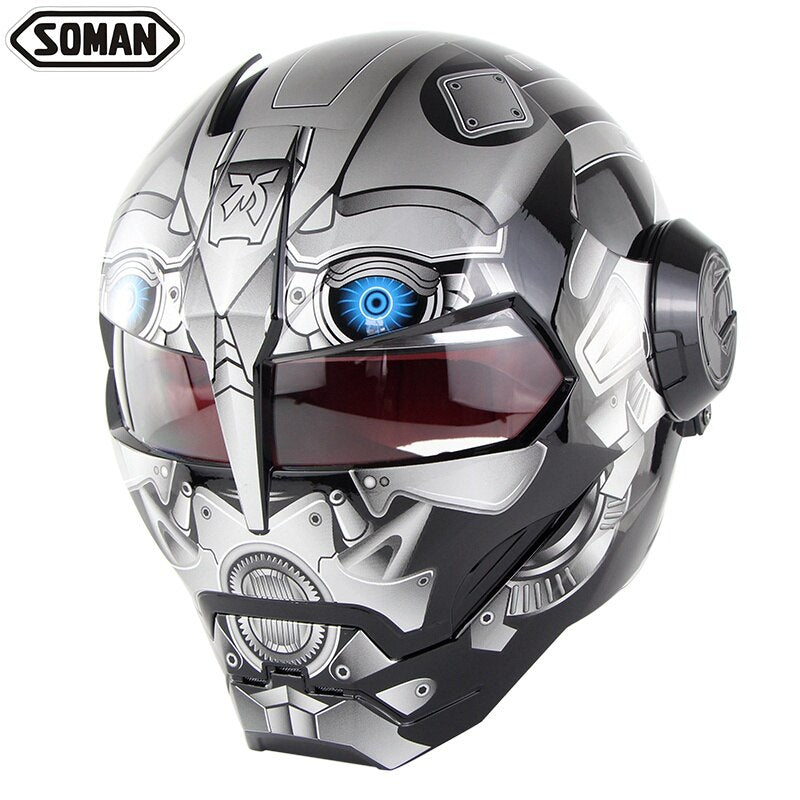 Ironman Motorcycle Cool Helmet Flip Up Casque Vintage Motorcycle Helmets Full Fa