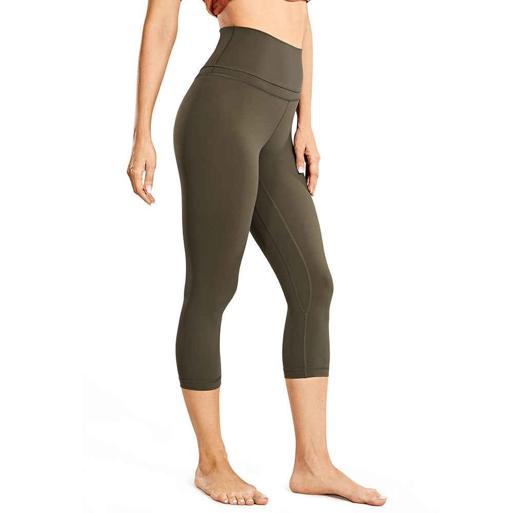 SYROKAN Women's High Waist Crop Capri Leggings Workout Pants Naked Feeling -19 I