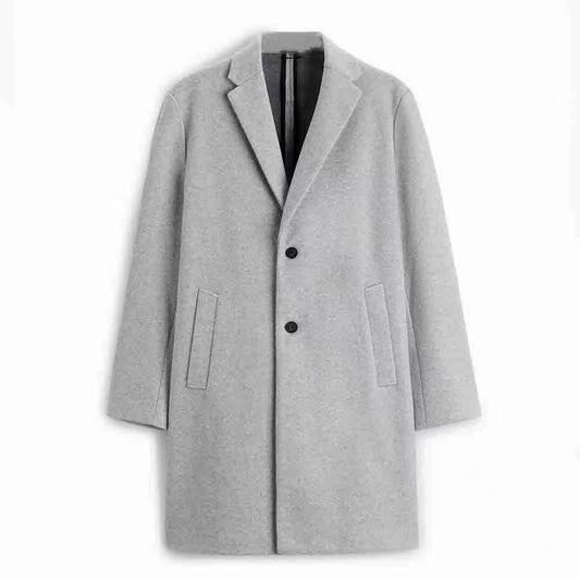 Men's Coat Solid Color Spring 2023 New Men's Suit Collar Mid-length Coat Simple