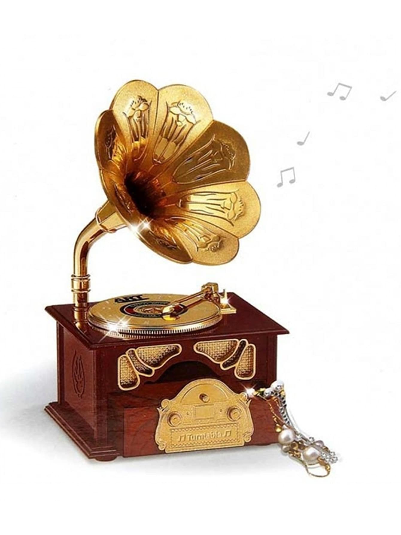 1pc Plastic Music Box, Retro Phonograph Design Eight Tone Box For Home