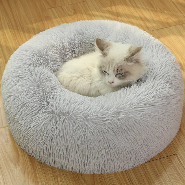 Donut Cat Bed Round Plush Pet Bed for Cats Dogs Pet Deep Sleeping Nest Soft