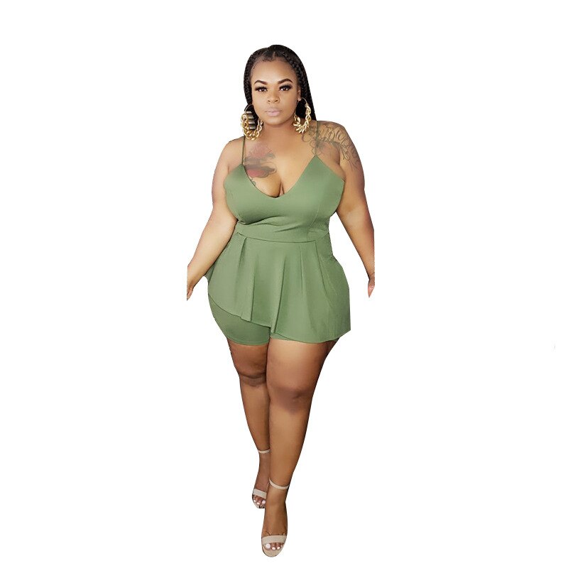 Plus Size Women Jumpsuit Sleeveless One Piece Outfit Summer Casual Lady Tracksui