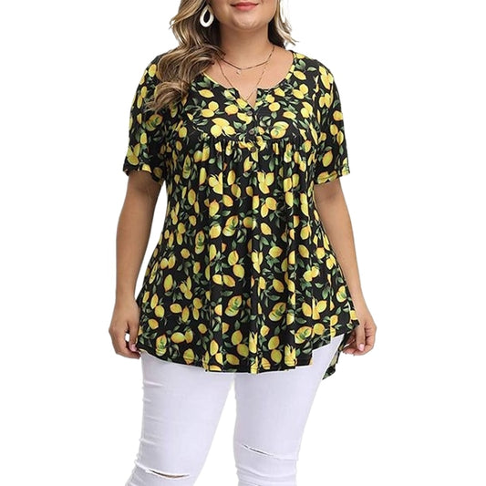 Plus Size Clothing For Women 3Xl 4Xl 5Xl Curve Plus Size Top Buttoned Pleated F