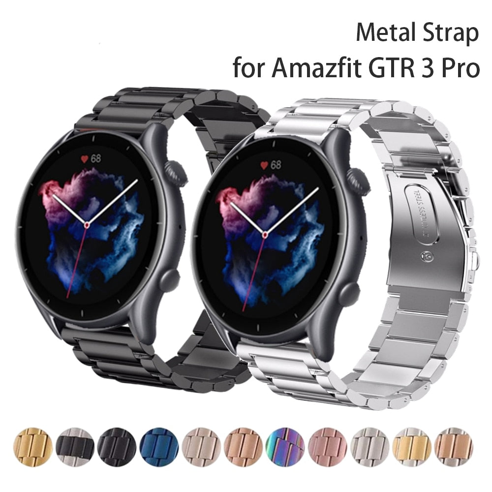 22MM Watch Band For Amazfit GTR 4 3 Pro Bracelet Stainless Steel Metal Strap Fo