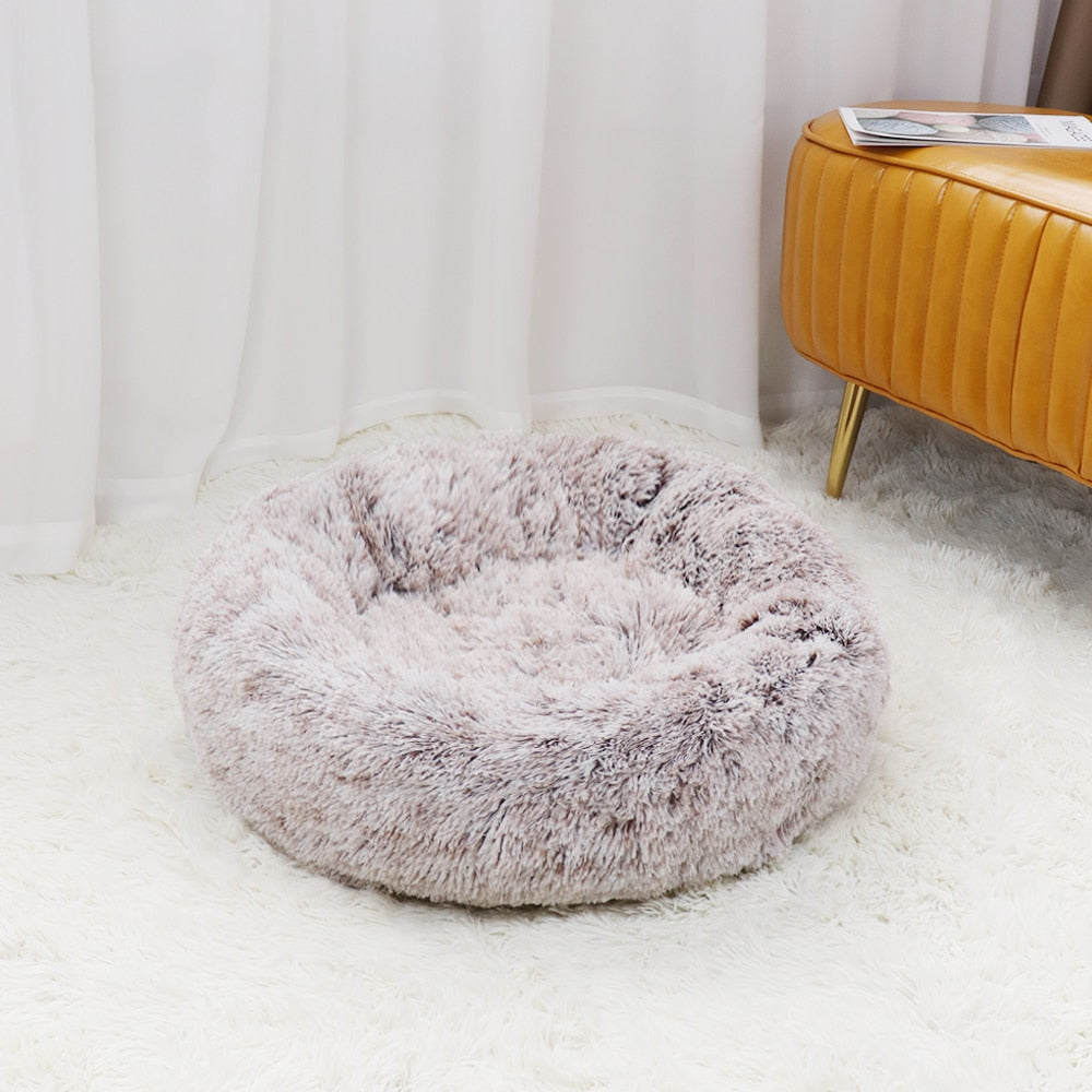 Super Soft Pet Cat Bed Plush Full Size Washable Calm Bed Donut Bed Comfortable