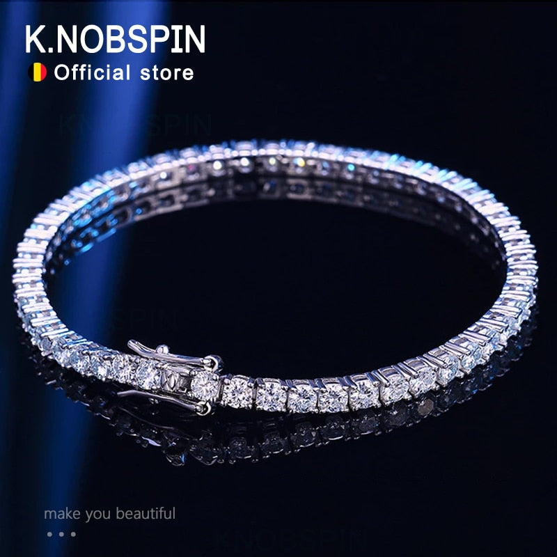 Knobspin Real 4mm Moissanite Sparkling Full Diamond GRA 925 Sterling Silver