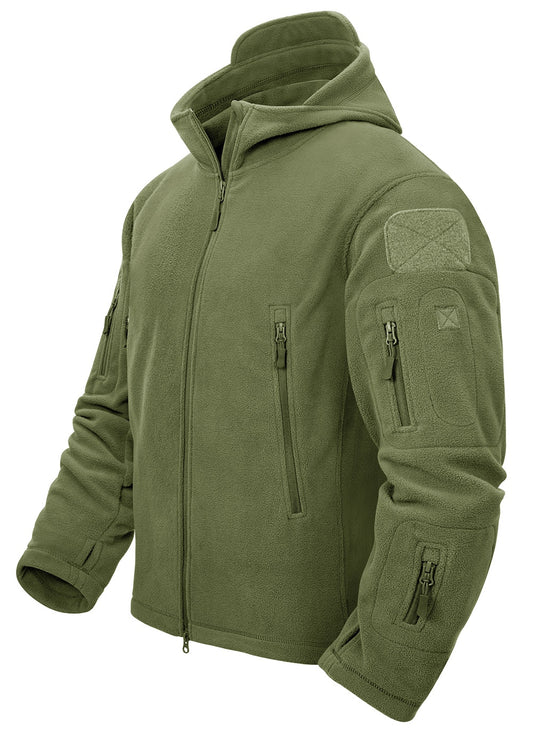 TACVASEN Warm Fleece Tactical Jacket Mens Green Jackets Windbreaker Outdoor Wor