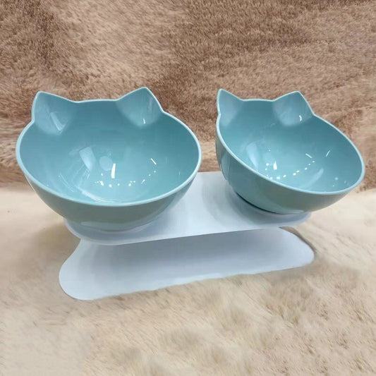 Non-slip Cat Bowl Double Pet Bowls With Raised Stand High Foot Pet Food and