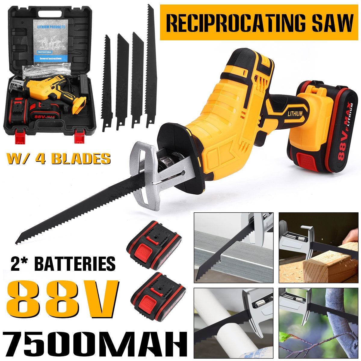 18V Cordless Reciprocating Saw Portable Electric Saw Replacement Metal Wood Cut