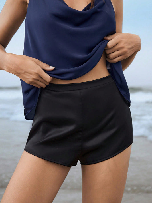 Leisure Solid Elastic Waist Sleep Shorts