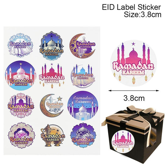 60/120pcs Ramadan EID Mubarak Decorations Paper Sticker Gift Lable Seal