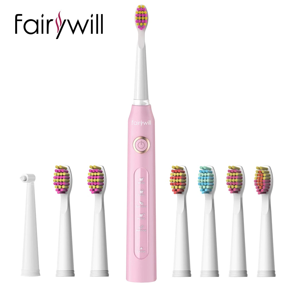 Fairywill Electric Sonic Toothbrush FW-507 USB Charge Rechargeable Adult Waterp