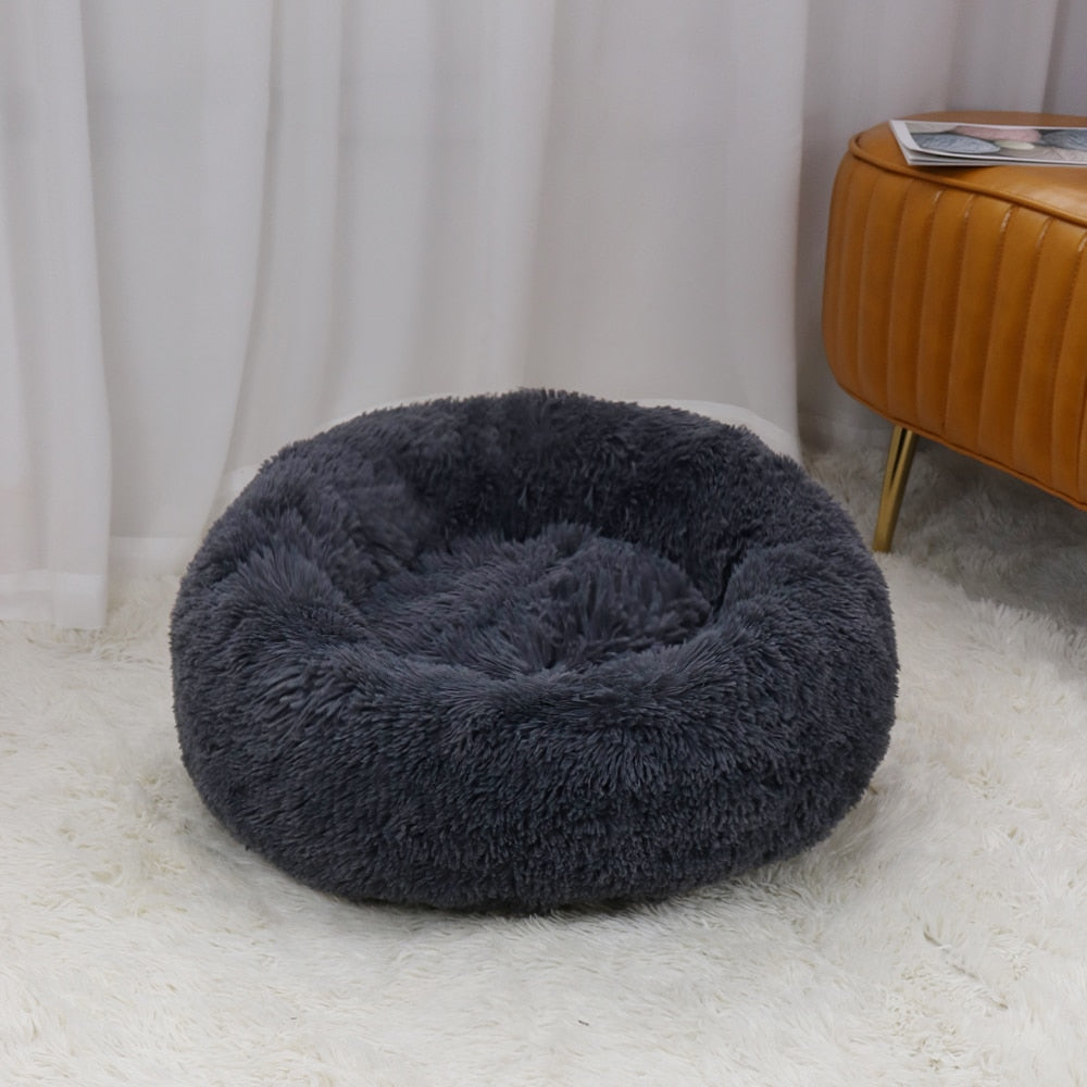 Super Soft Pet Cat Bed Plush Full Size Washable Calm Bed Donut Bed Comfortable