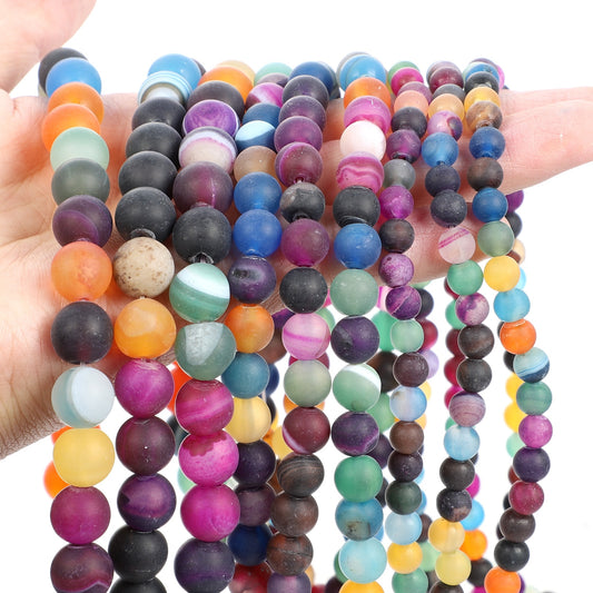 Natural Stone Beads Smooth Multicolor Glass Tourmaline Agates Loose Spacer