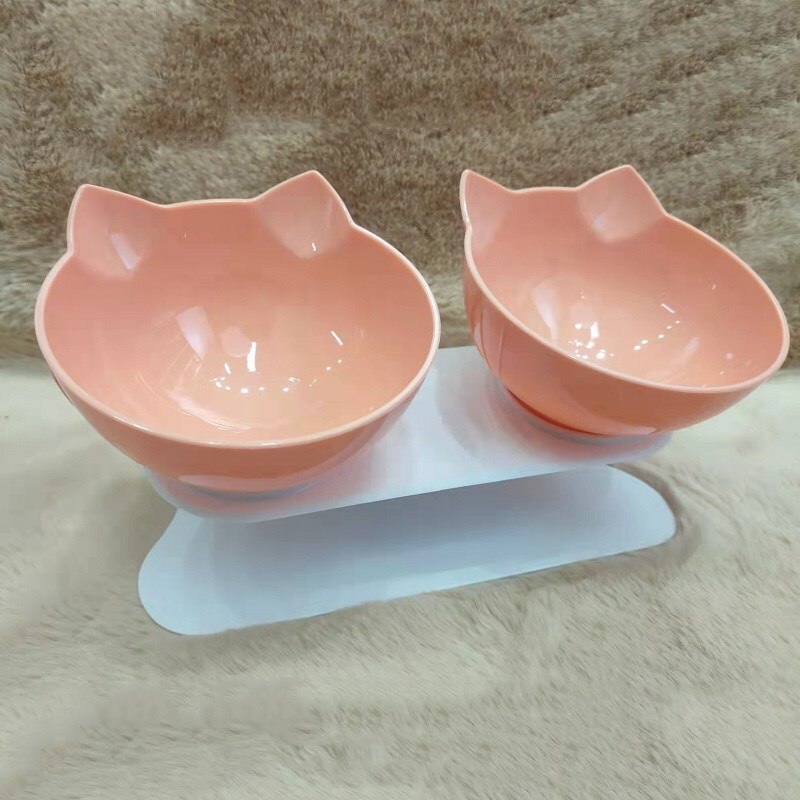 Non-slip Cat Bowl Double Pet Bowls With Raised Stand High Foot Pet Food and