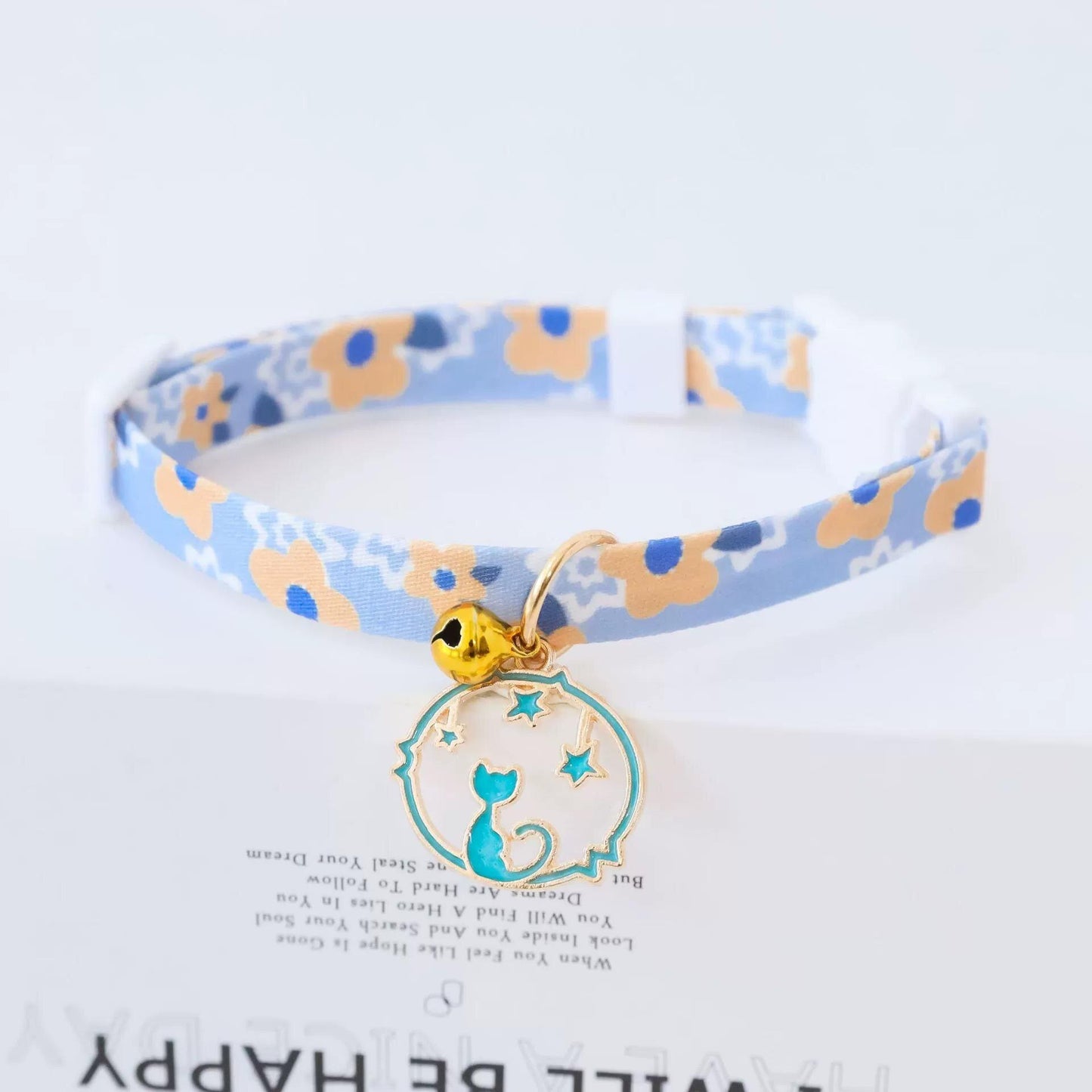 ins styal Cat Collar Safety moon cat Small Dog Tie Adjustable Neck Strap for Pu