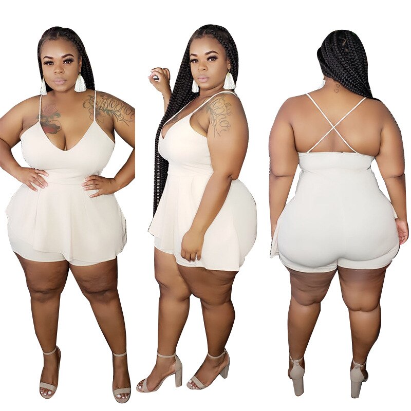 Plus Size Women Jumpsuit Sleeveless One Piece Outfit Summer Casual Lady Tracksui