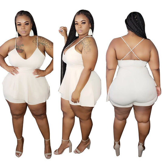 Plus Size Women Jumpsuit Sleeveless One Piece Outfit Summer Casual Lady Tracksui