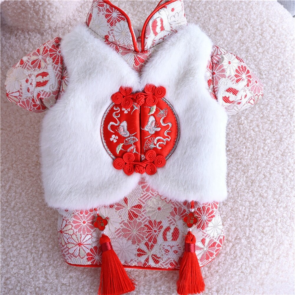 Pet Clothes Chinese New Year Dog Tang Suit For Dogs Cheongsam Winter Dog