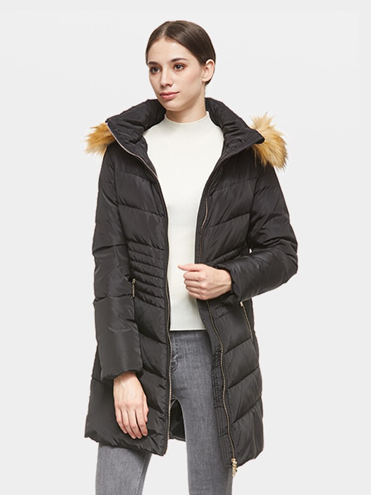 Orolay Women's Down Coat with Removable Faux Fur Hood