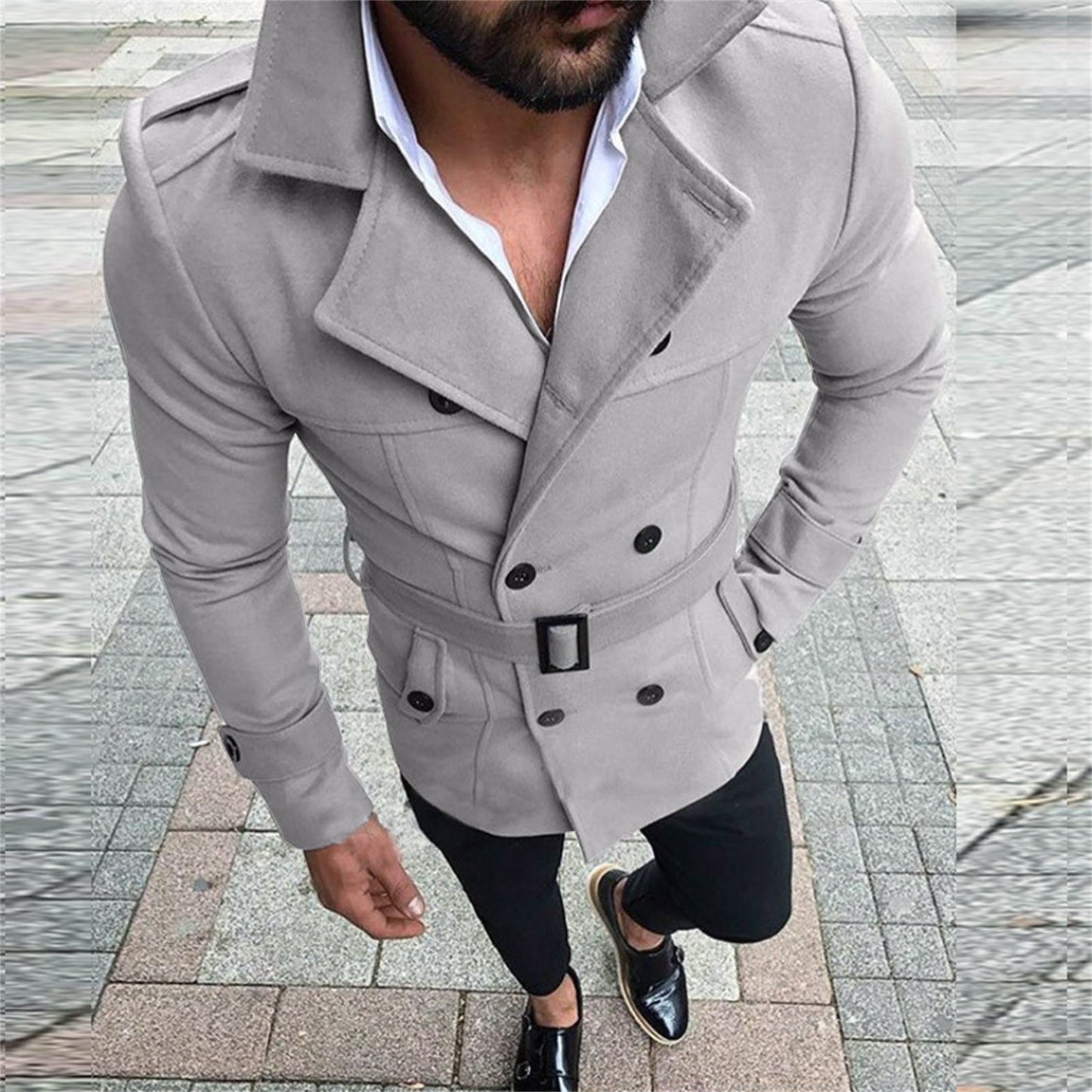 New Jacket Men Slim Fit Long Sleeve Suit Top Jacket Trench Coat Outwear Men Coa