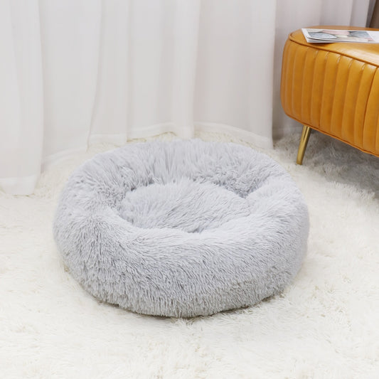 Super Soft Pet Cat Bed Plush Full Size Washable Calm Bed Donut Bed Comfortable