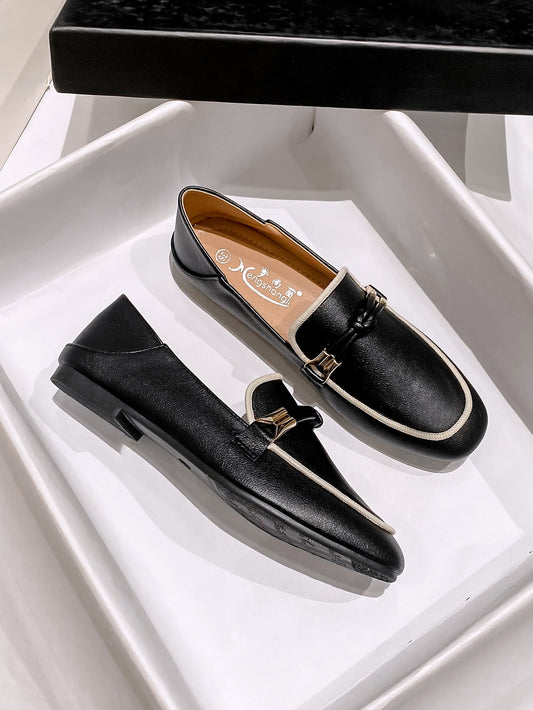 Women Knot Decor Square Toe Loafer Flats, Elegant Outdoor Flats