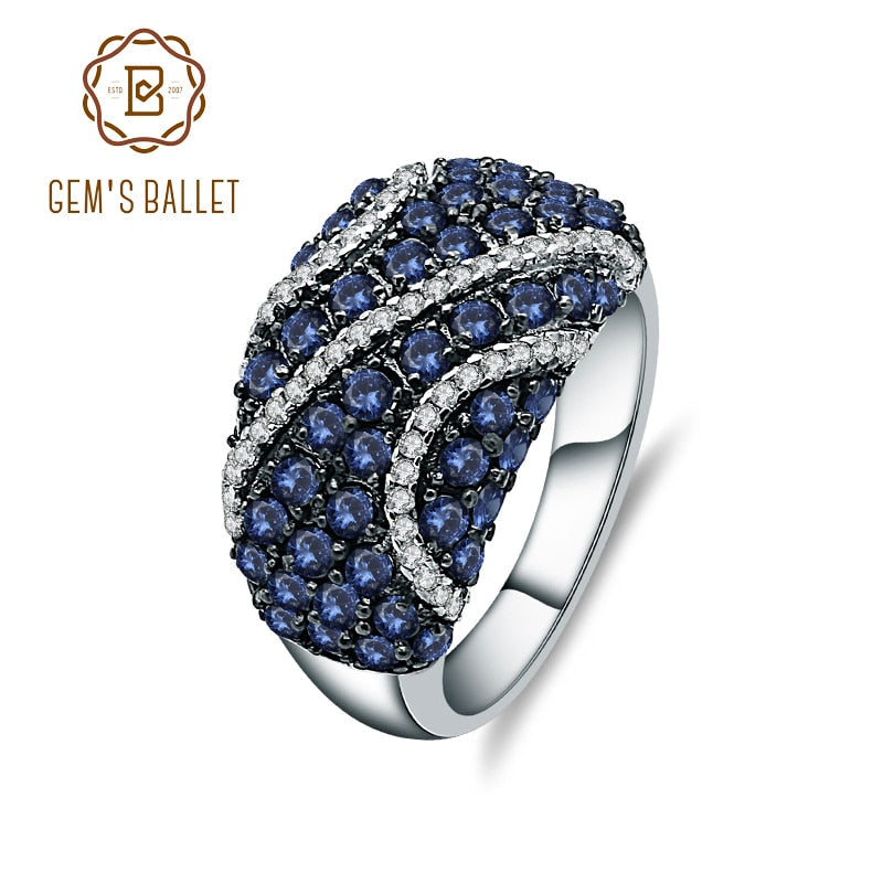 GEM'S BALLET Natural Blue Sapphire Ring 925 sterling silver Natural Gemstone