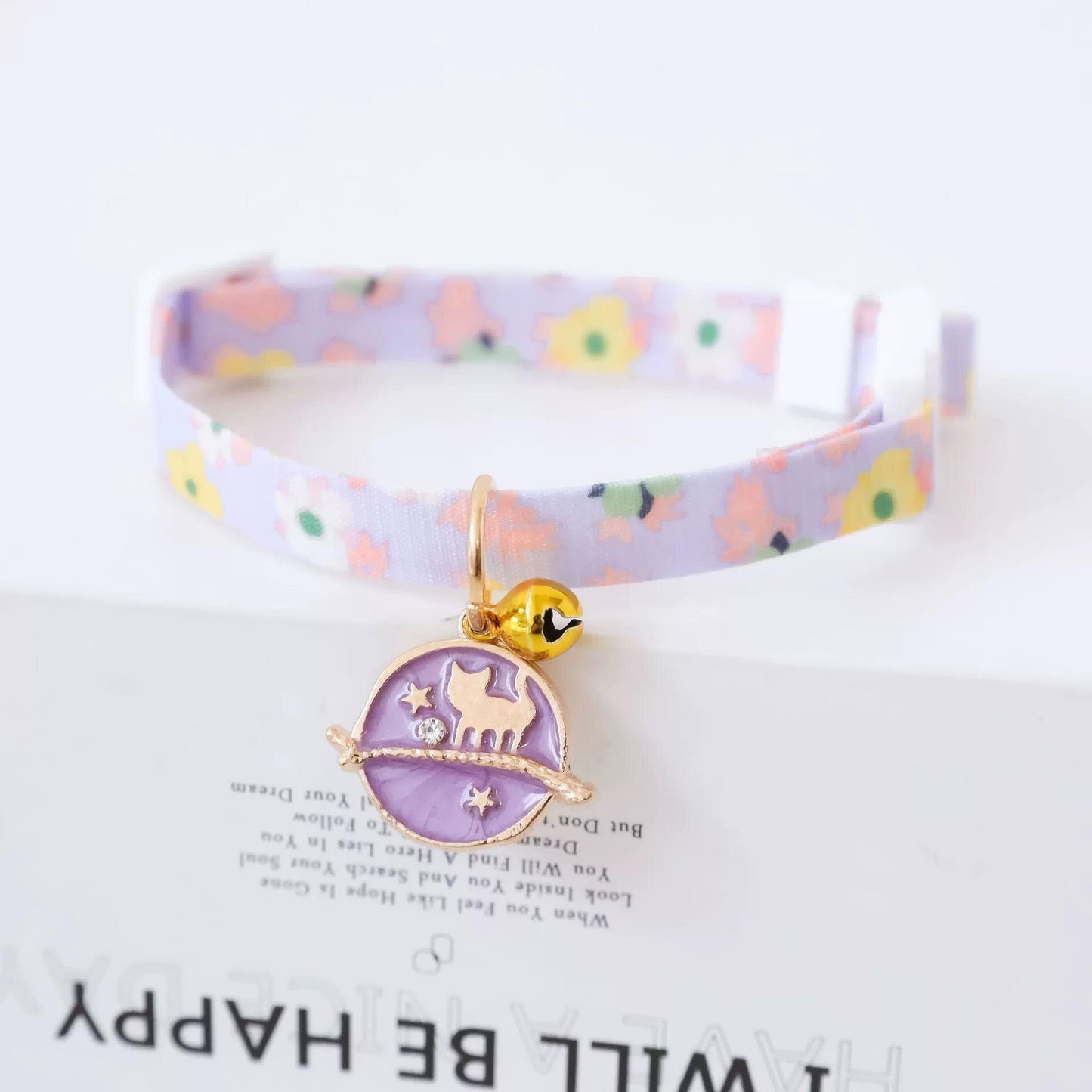 ins styal Cat Collar Safety moon cat Small Dog Tie Adjustable Neck Strap for Pu