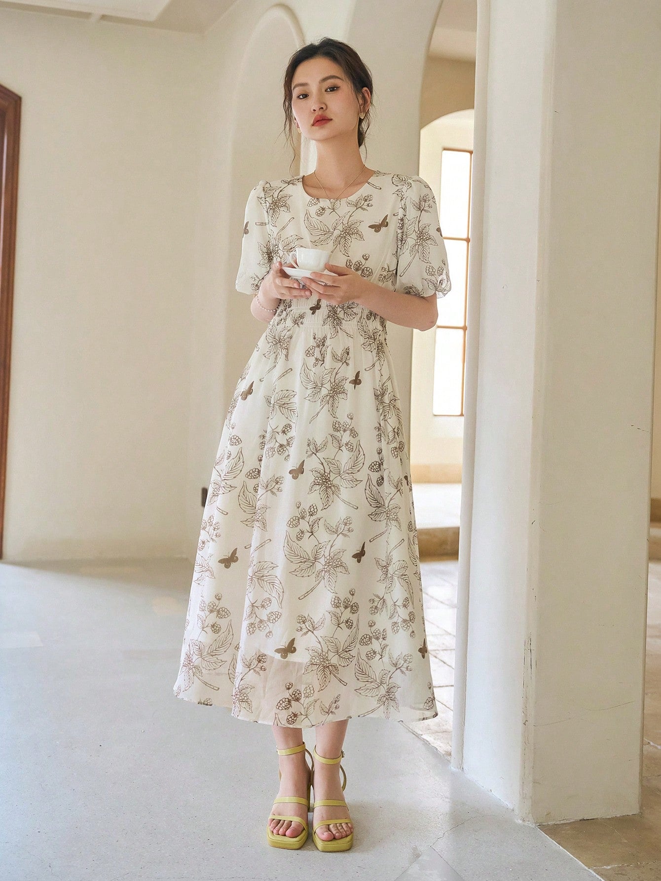 DAZY Floral Print Puff Sleeve Dress