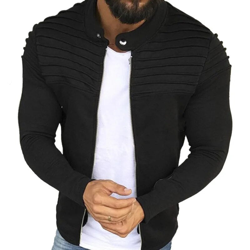 Men's Collar Jackets Black Lightweight Sweatshirts Full Zip Up Neck Long Sleeve