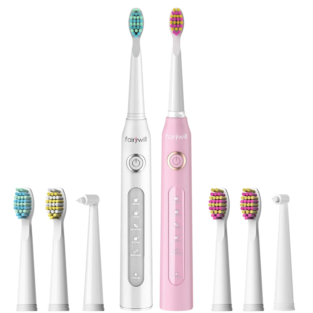 Fairywill Electric Sonic Toothbrush FW-507 USB Charge Rechargeable Adult Waterp