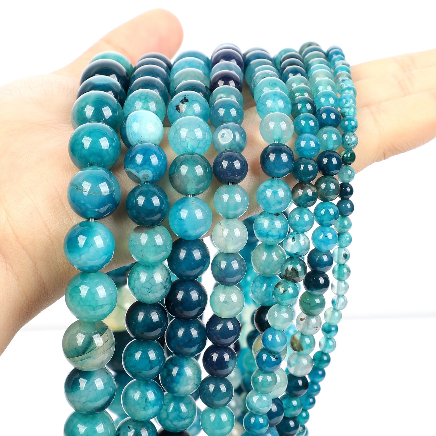 Natural Stone Beads Smooth Multicolor Glass Tourmaline Agates Loose Spacer