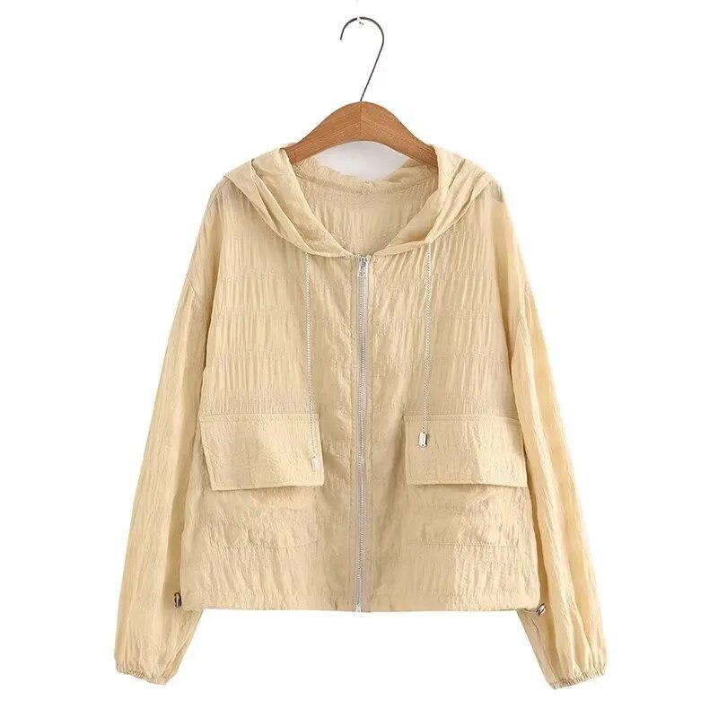 Plus Size Women's Clothing Casual Summer Jacket Solid Colour Sun Protection Clo