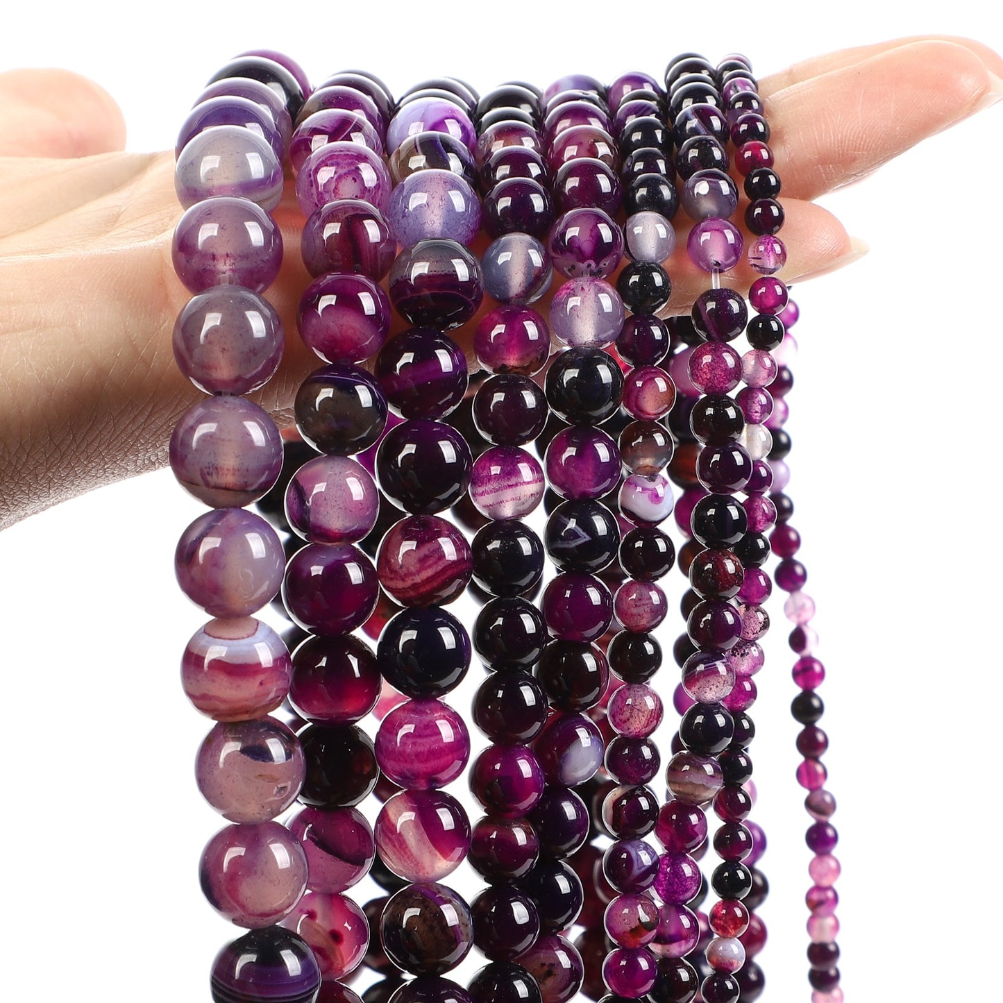 Natural Stone Beads Smooth Multicolor Glass Tourmaline Agates Loose Spacer